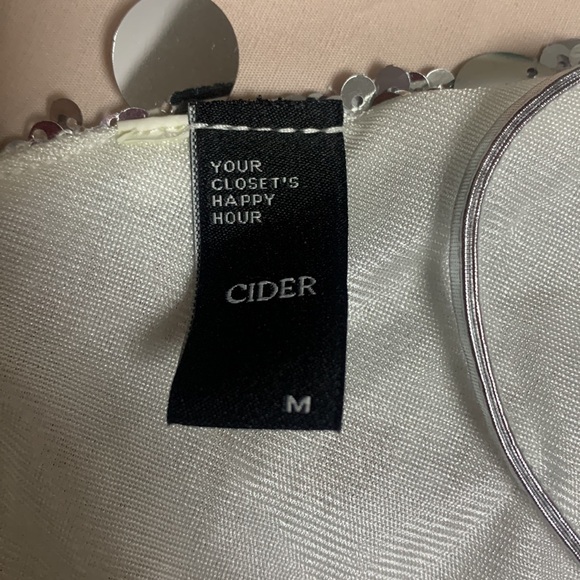 Cider Silver Paillette Sequin Halter Crop Top - Picture 4 of 4